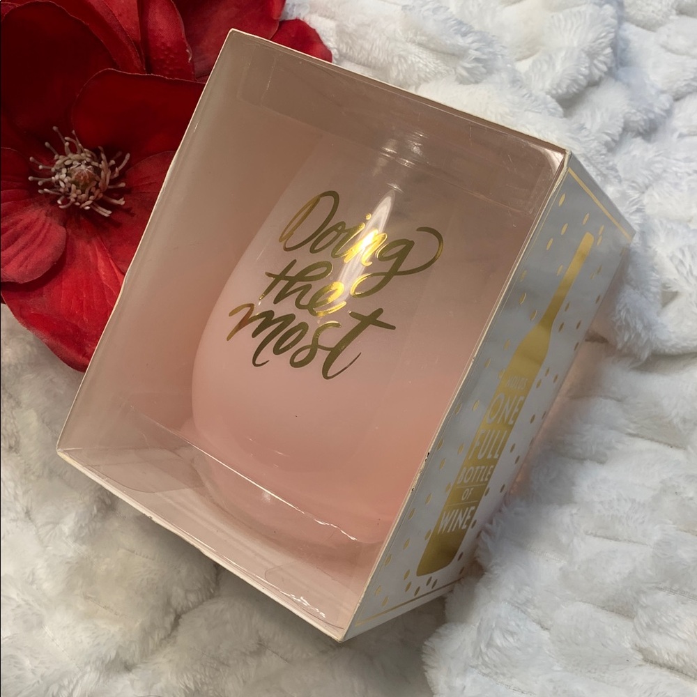 🌹”Doing the Most” SLANT COLLECTIONS JUMBO STEMLESS WINE GLASS • NWT